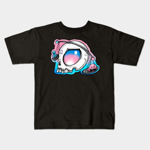 Libra skull Kids T-Shirt by Sing-Toe-Wrote 